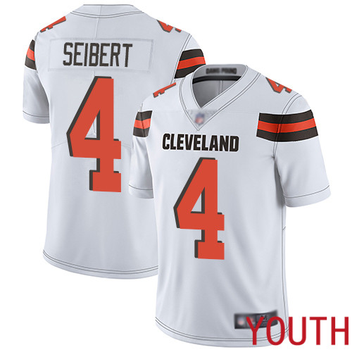 Cleveland Browns Austin Seibert Youth White Limited Jersey #4 NFL Football Road Vapor Untouchable->youth nfl jersey->Youth Jersey